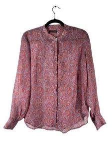 Really Wild Silk Shirt – Pink Paisley – Size M – Pin Tuck Front – Boho Luxe - Picture 1 of 10