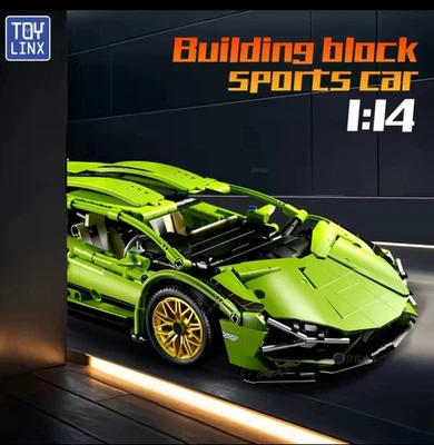 Green Lamborghini Technic Racing Building Blocks Super Sports Car Assembly Toys - Image 1 of 4