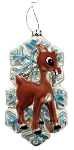 Messing Schlüssel Rudolph Glas Ornament Weihnachten Urlaub Schneeflocke 4,5" - Bild 1 von 4