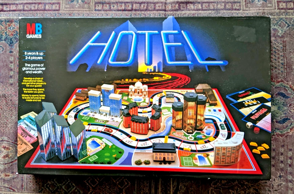 Vintage Hotel Board  Game MB Games  1986 100% Complete inc Lamp Posts Excellent - Image 1 of 4
