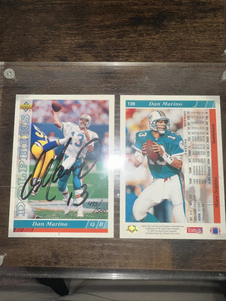Upper Deck 1993 Dan Marino Autograph 493/500 - Image 1 of 3