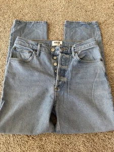 AGOLDE Riley Crop Denim Jeans High Waisted Straight Leg Medium Blue Wash 27 - Picture 1 of 11