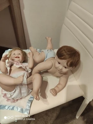 2 Künstlerpuppe  Porzellan Ashton Drake 1993 Babypaar - Bild 1 von 3