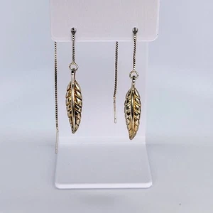 925 Sterling Silver Feather Threader Earrings - Picture 1 of 1
