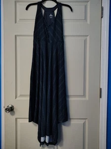 Prana Damen S Midikleid schwarz marine gestreift Taschentuchsaum Schlüsselloch hinten - Bild 1 von 18