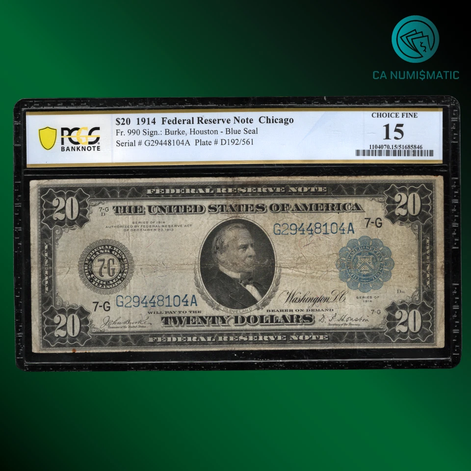 Fr.990 1914 $20 Dollars Federal Reserve Note Chicago, PCGS 15, 48104 - Image 1 of 2