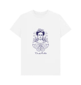 PREMIUM OFFICIAL Frida Kahlo Butterfly White T-Shirt - Picture 1 of 3