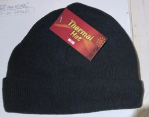 Mens Heat Holder Hat 3.4 Tog Turn Over Cuff Heat Weaver Thermal Black One Size - Picture 1 of 2
