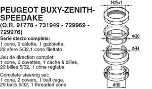 SERIE STERZO COMPLETA BUZZETTI PER PEUGEOT BUXY ZENITH SPEEDAKE - Foto 1 di 1