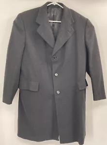 Vintage British Fabric Hickey Freeman Wool Overcoat Black See Measurements - Picture 1 of 6