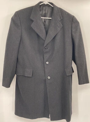 Vintage British Fabric Hickey Freeman Wool Overcoat Black See Measurements - Image 1 of 4