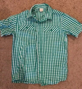 CANYON RIVER BLUES BOYS BUTTON UP SHIRT SIZE LARGE 14/16 GREEN / WHITE EUC - Picture 1 of 3
