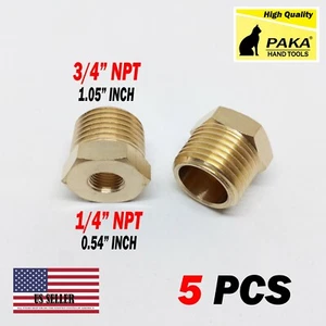Reductor de tubería NPT de 3/4"" macho x 1/4"" hembra adaptador de buje hexagonal accesorio de latón - Imagen 1 de 2