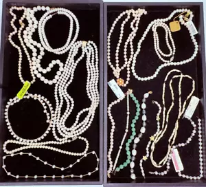 Vintage 14K & 10K Gelbgold Süß & Salzwasser Perlen Halsketten & Armbänder Lot - Bild 1 von 14