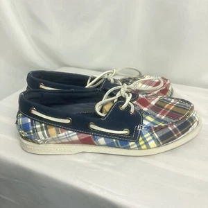 Sperry Top Sider Herrenschuhe 8,5 M blau rot kariert Freizeit Boot Deck rutschfest - Bild 1 von 7