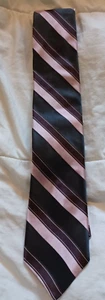Corbata Ike Behar 100 % seda a medida en EE. UU. rosa gris y granate a rayas - Imagen 1 de 12