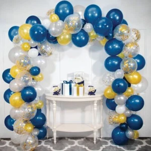 Large Navy Blue and Gold Balloon Arch Kit 110 12-inch Assorted Latex Balloons - Picture 1 of 1