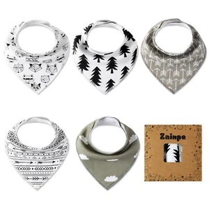 5Pcs Baby Bandana Cotton Drool Bibs Tree Fox Clouds Soft Absorbent Infant Bib... - Picture 1 of 7