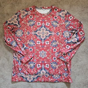 Exclusive Womens Long Sleeve Floral Soft Knit Pullover Top Red Size XXL - Picture 1 of 8