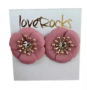 Love Rocks Flower shaped studs Pink BNWT - Picture 1 of 2
