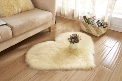 Tapete macio almofada de coração pele lisa peluda tapetes macios lisos tapetes de quarto - Imagem 1 de 4