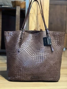 MASSIMO DUTTI NEW WOMAN Woven leather tote bag BROWN 6918/602/700 - Picture 1 of 22