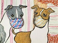 Italian Greyhound Quarantine Art Print 5x7 Dog Collectible Artist Ksams Vintage