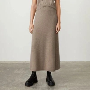 Lisa Yang Elin Skirt Mole Brown Taupe A-Line Midi 100% Organic Cashmere NWT $540 - Picture 1 of 11