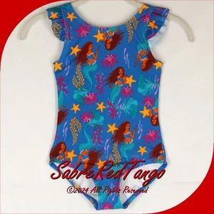 NWT HANNA ANDERSSON DISNEY FLUTTER SLEEVE 1PC SWIMSUIT LITTLE MERMAID 110 5 - Picture 1 of 4