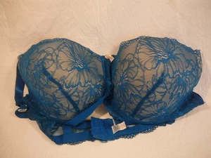 Jennifer Plus 48C Size Full Coverage Padded Pretty Lace Bra Underwire Teal Blue - Picture 1 of 8