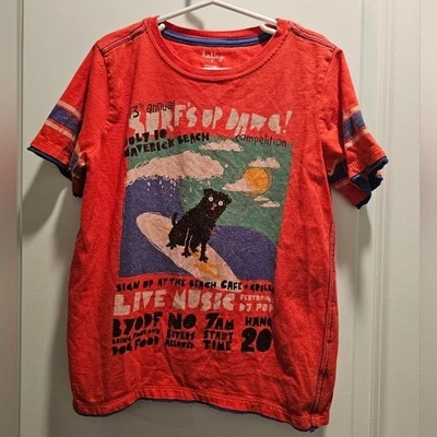 Talla 6 Hatley Perro Surf Rojo Naranja Camiseta Verano Océano Bordado Maverick Foto 1 de 4