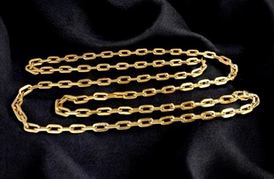 Ожерелье цепочка из цельного желтого золота 18 карат мужское 4,1 мм 30,75 дюйма - Изображение 1 из 4