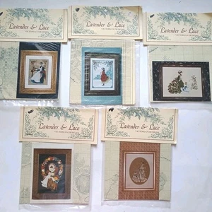 Lavender & Lace Cross Stitch Patterns Lot of 5 Victorian Girls Ladies NIP - Picture 1 of 11