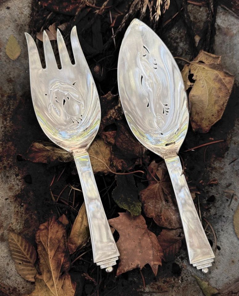 VTG STERLING SILVER Georg Jensen PYRAMID FISH SERVING DANSIH Mid Century Modern - Image 1 of 4