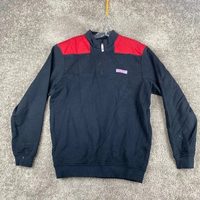 Sudadera con cremallera 1/4 Vineyard Vines para hombre talla pequeña manga larga negra cuello alto algodón Foto 1 de 4