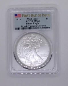 2023 MINT ERROR, A.S.E., PCGS MS69, FDOI, Struck Though Obverse at the "L" - Picture 1 of 3