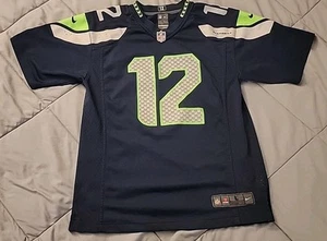 Nike On Field Seattle Seahawks NFL Jersey Shirt Fan #12 Youth Large 14/16 Blue - Picture 1 of 16