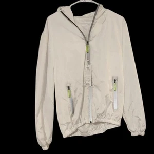 White XXL Windbreaker Jacket Reflective, Hooded Cycling Running Safe - Picture 1 of 4