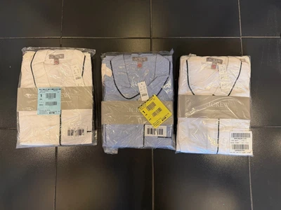 NUEVO CON ETIQUETAS CONJUNTO PIJAMA MUJER GRANDE J CREW ALGODÓN EN AZUL (1) y BLANCO (2) - Juego de 3 Foto 1 de 4