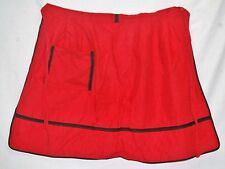 Old Vintage Hand Made Apron Red & Black Stripes One Pocket w Zig-Zag Stitch Trim