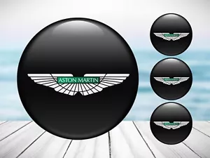 4x Center Wheel Cap Decals Silicone Aston Martin Emblem Rims Logo Stickers - Picture 1 of 11