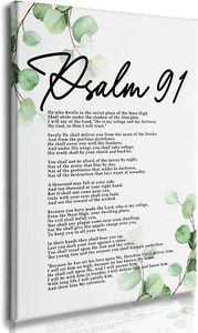 Psalm 91 Wall Art, Christian Bible Verse Canvas Decor, 11X15 Inch - Picture 1 of 12