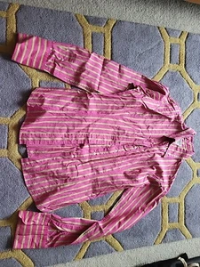 Tm Lewin Size 10 Ladies Shirt. Pink And Green Stripe. Fitted. - Picture 1 of 6