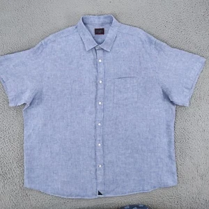 UNTUCKit Shirt Mens 2XL Blue Linen Short Sleeve Wrinkle Resistant Relaxed Fit - Picture 1 of 22