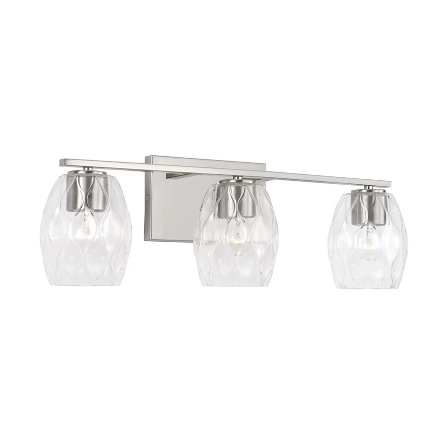 Capital Lighting Lucas 3 Light Vanity, Nickel/Wavy Embossed - 145331BN-525 - Image 1 of 1