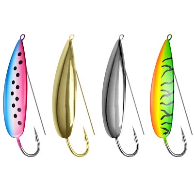 Señuelos de pesca plateados Minnow dorados cucharas agua salada agudos plumas ganchos duros 5 un. Foto 1 de 4