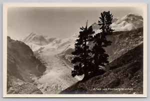 RPPC Zermatt, Switzerland - Gorner Glacier - Monte Rosa Massif Unposted Postcard - Picture 1 of 3