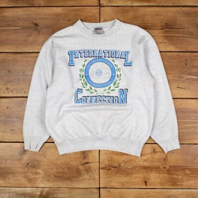 Sudadera Gráfica Oneita Vintage Años 90 Hecha en EE. UU. Conexión Internacional Gris Foto 1 de 4