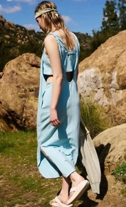 NWT ✨SOLD OUT✨FREE PEOPLE HOT SHOT TWIST BACK MAXI DRESS LARGE LIGHT BLUE - Picture 1 of 8