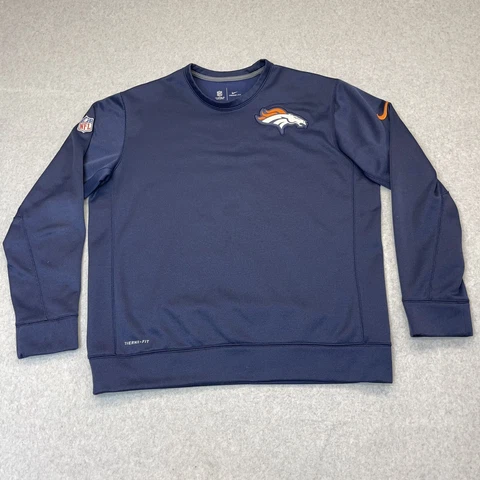 Denver Bronocos Sweater Mens Large Onfield Apparel Therma Fit Polyester Comfort Cover